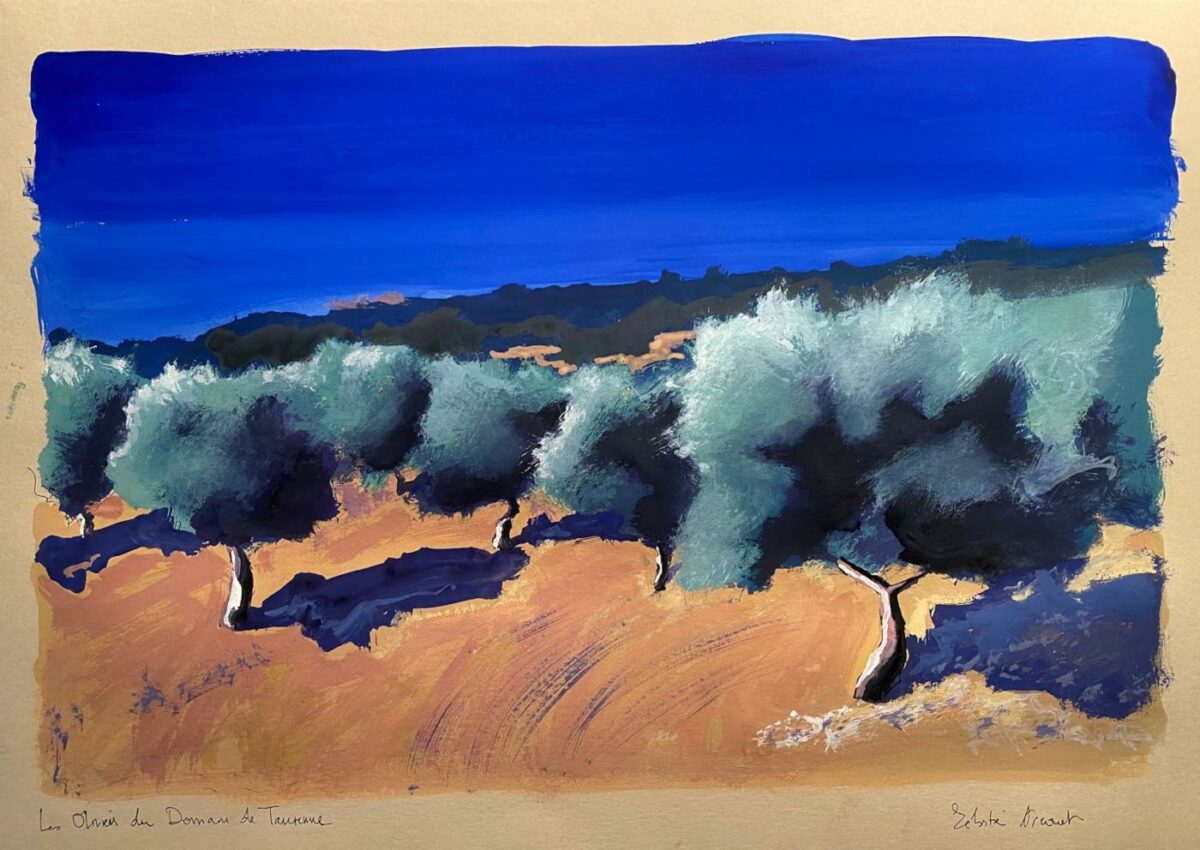 gouache arbre olivier